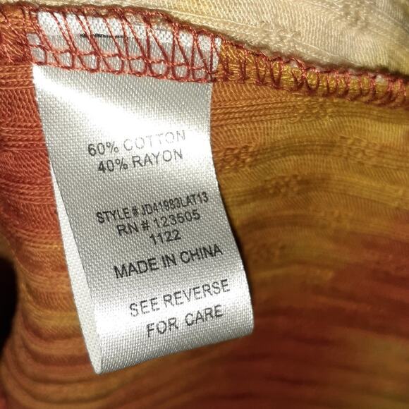 Orange /Rust Tie Dye Ribbed Bodycon Long Sleeve Dress - Picture 5 of 6